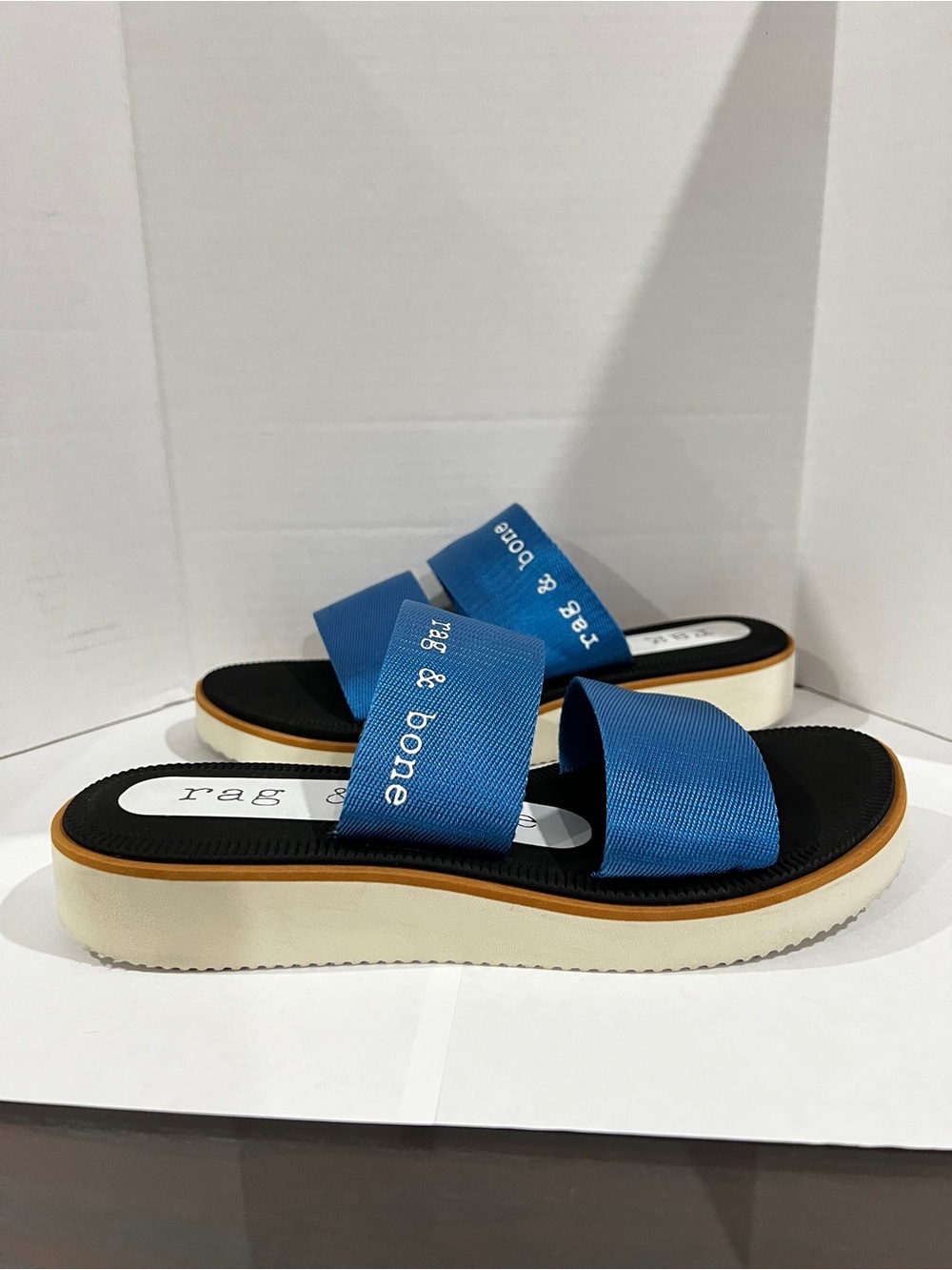 Rag & Bone New York Women’s Mila Slide Sandals Blue Nylon Strap Size 6 (36)